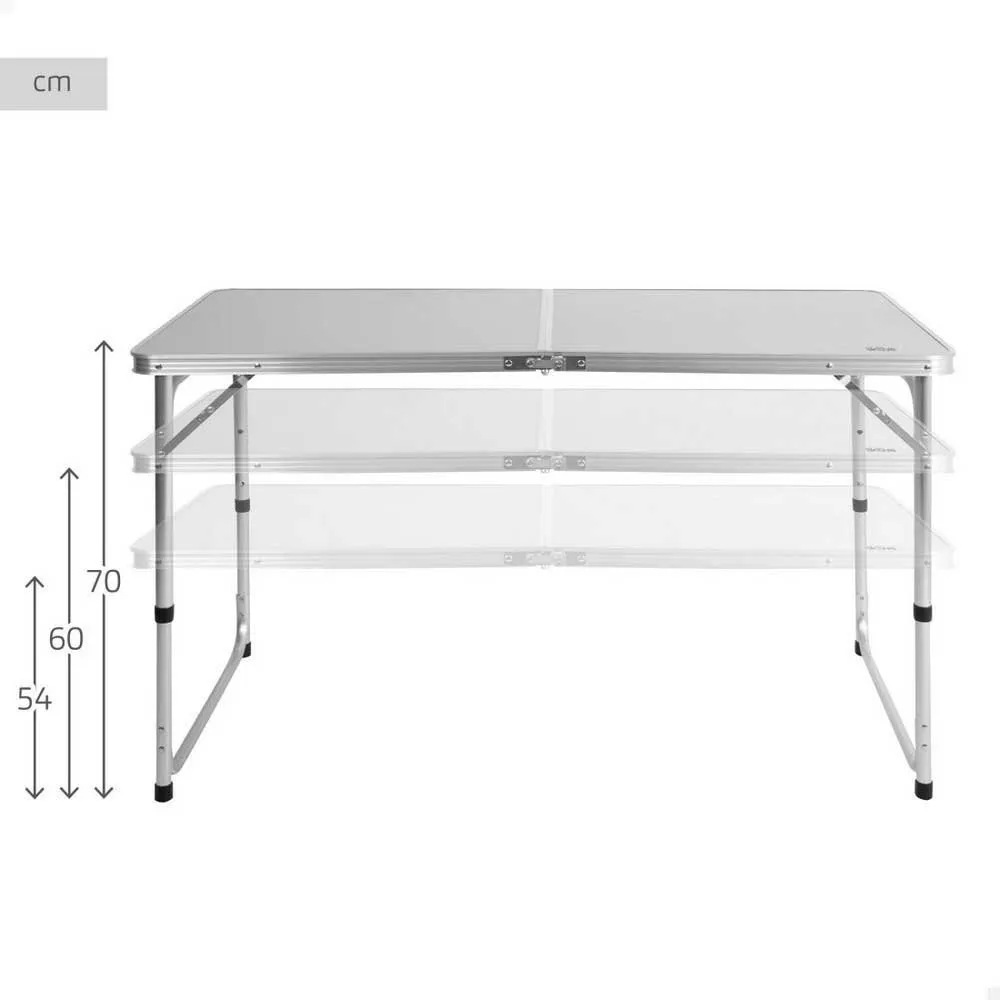 Aktive 63088 Höhenverstellbarer Klappcampingtisch, Grey, 120 x 60 x 54/60/70cm