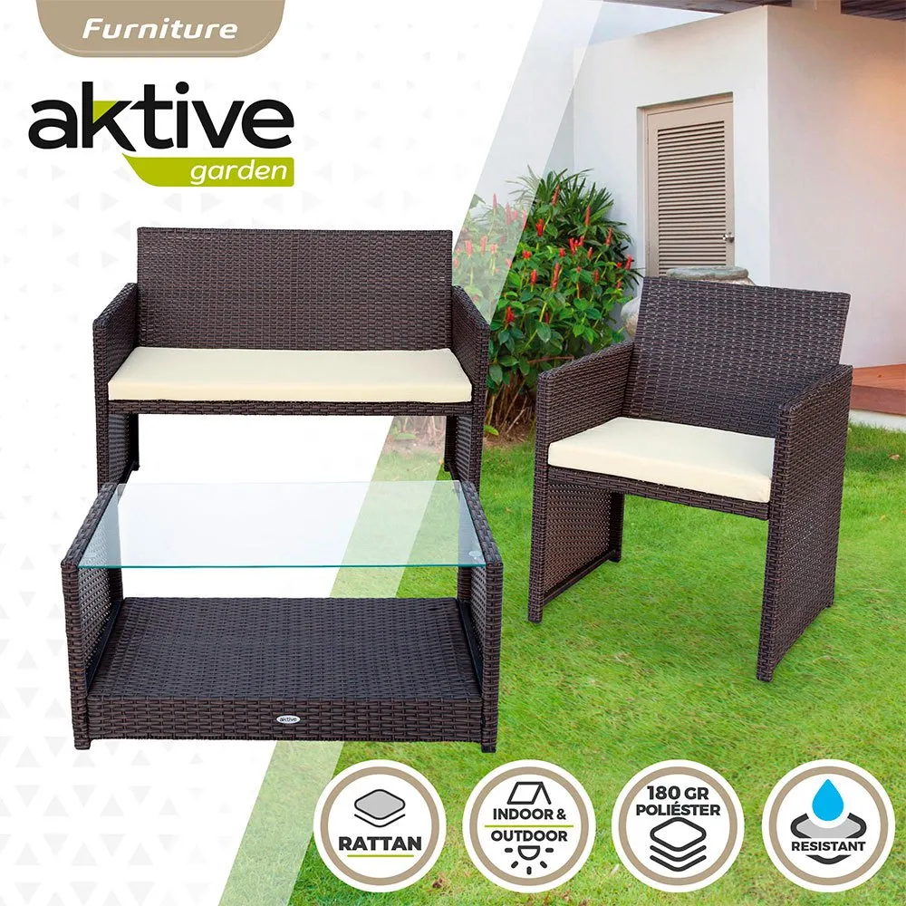 Aktive Tisch Mit 3 Sesseln, Black, One Size
