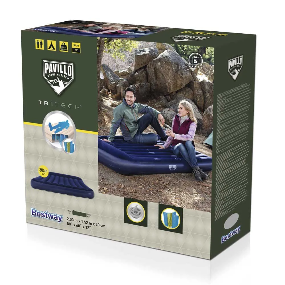 Bestway 67682 Double 203x152x30 Cm Doppel-luftbett Mit Eingebauter Pumpe, Multicolour, 203 x 152 x 30cm