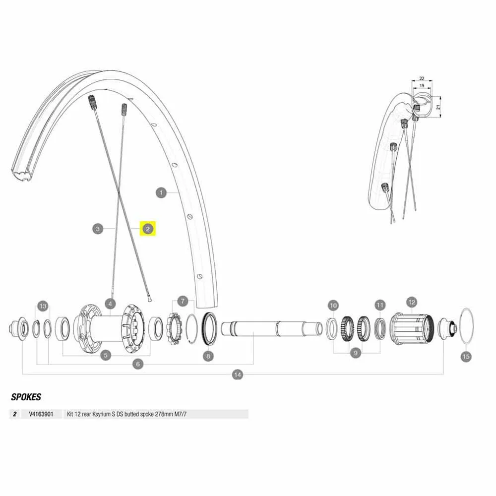 Mavic Kit 12 Rear Ksyrium S Ds Speichen, Black, 278mm