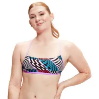 Speedo Allover Digital Cross Back Crop Top Bikinioberteil